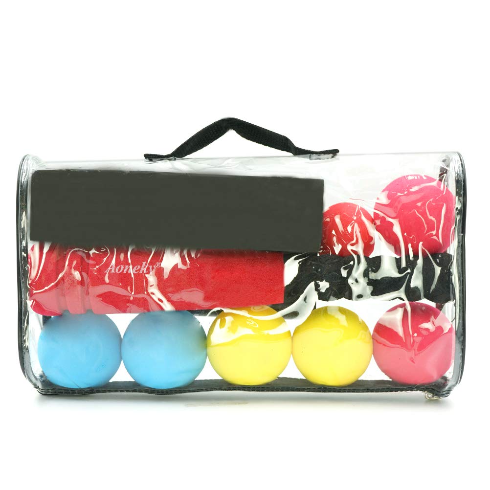 Close up of Aoneky foam t-ball components and carry bag