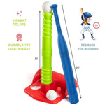 Child practicing with 23 inch Play22 baseball bat and tee