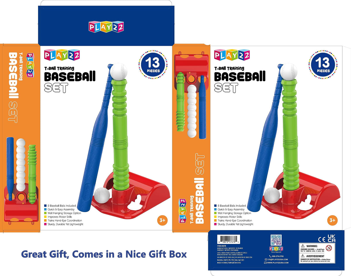 Full box contents of Play22 baseball starter kit for toddlers