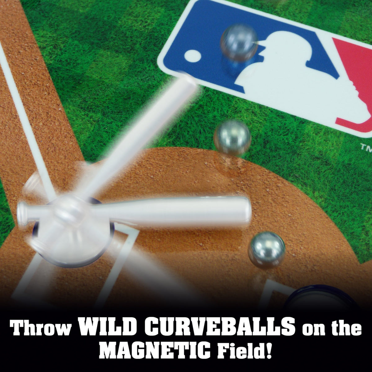 View of the 20 inch baseball field with team billboards and player pieces