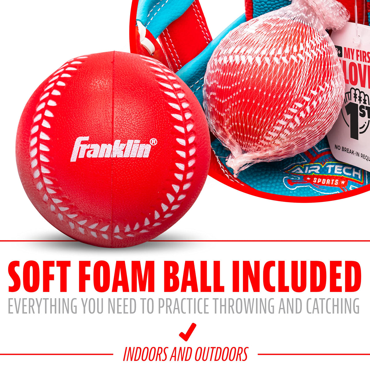 Franklin Sports Air Tech baseball glove side profile showing foam texture