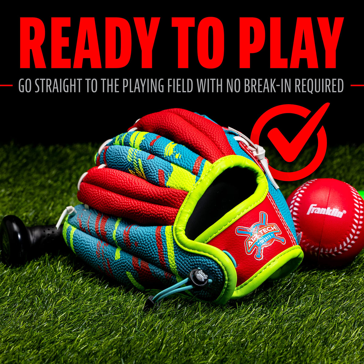 Close up of Franklin Sports baseball glove palm area