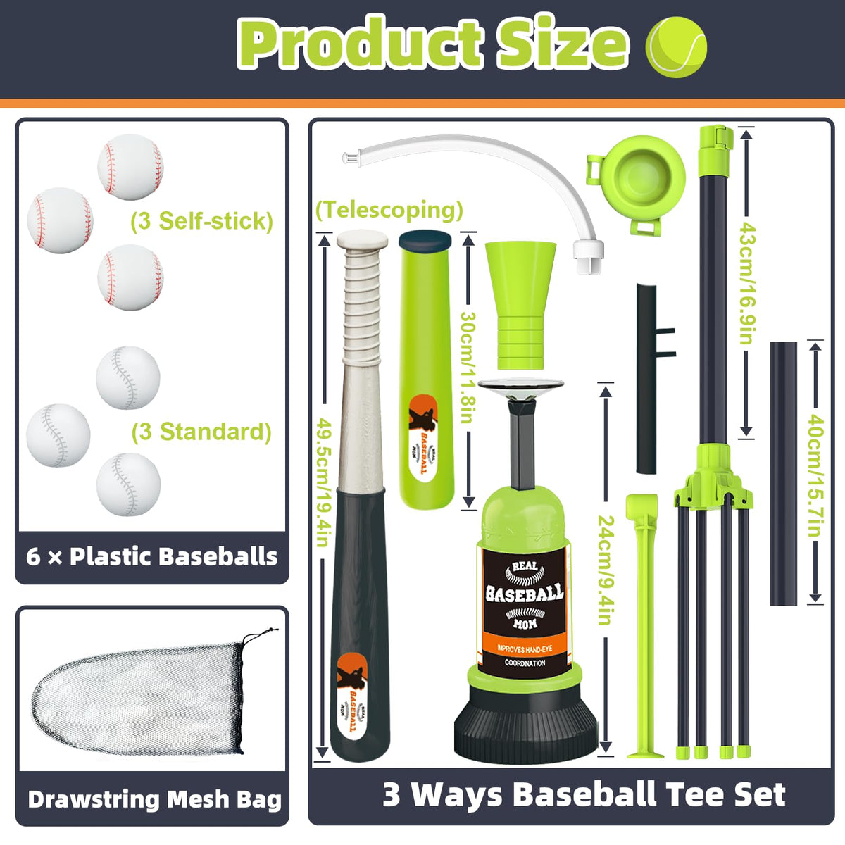 Surelect adjustable baseball tee stand height comparison view