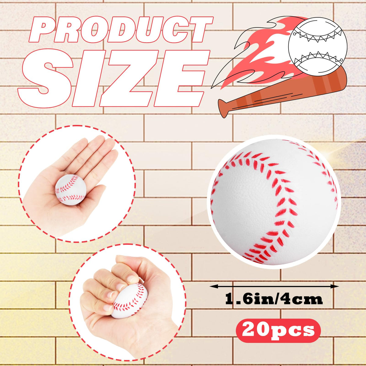 Close up of Hxezoc foam baseball with red stitching detail