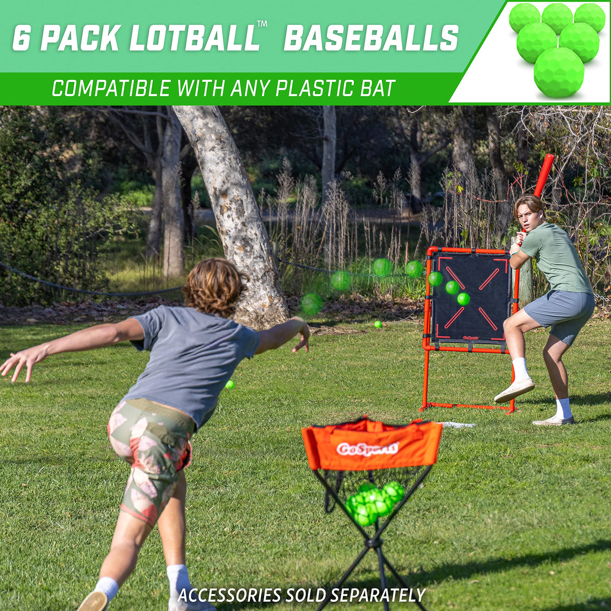 GoSports LotBall green plastic baseballs in hand