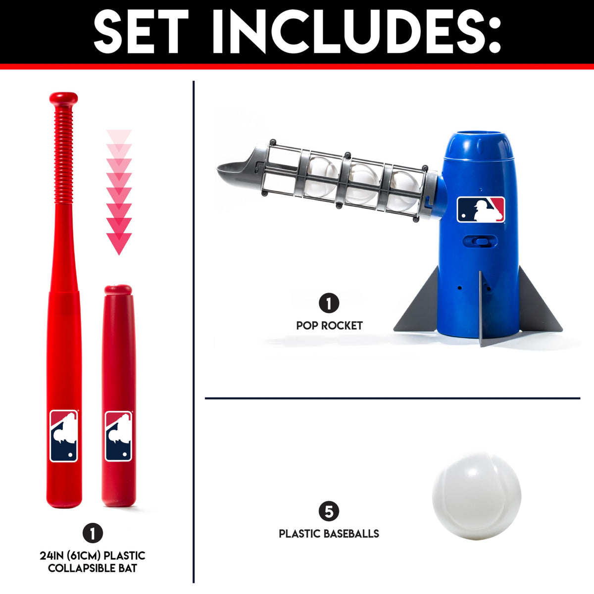 Franklin Sports Pop Rocket kids hitting trainer with bat