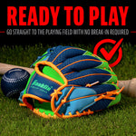 Close up of technical mesh baseball glove construction