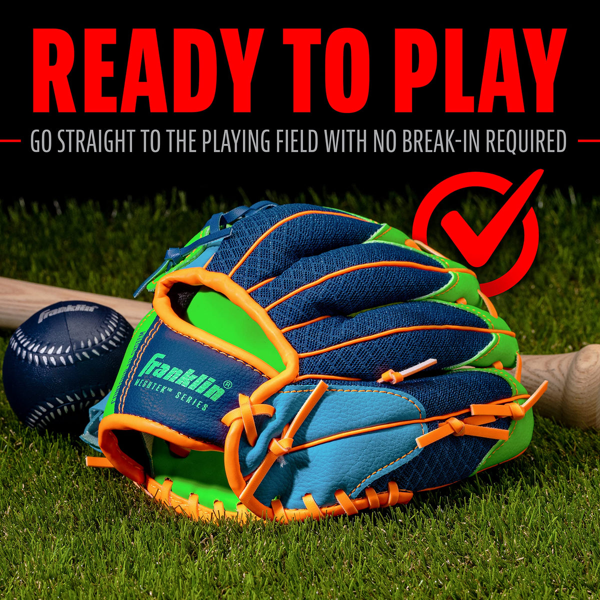 Close up of technical mesh baseball glove construction