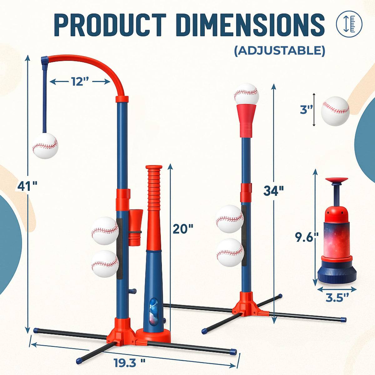 Tomleon baseball set hanging tee configuration