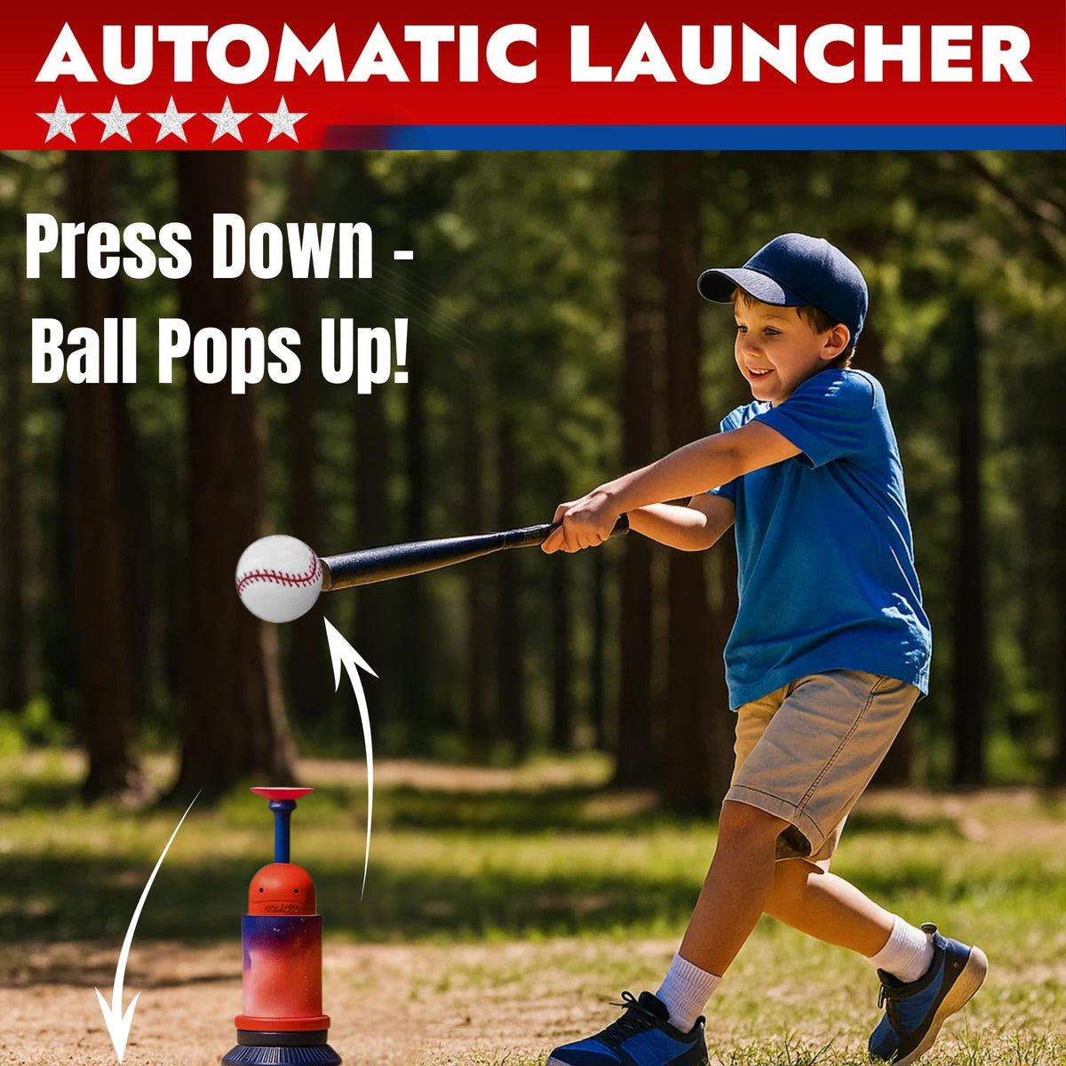 Automatic ball launcher feature for kids baseball