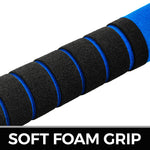 Detailed view of the comfortable foam grip on the baseball bat