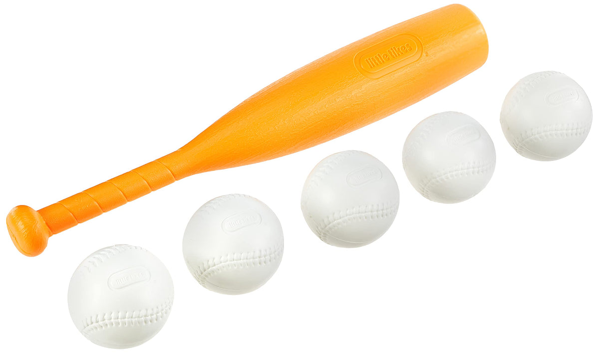 Little Tikes T-Ball set hanging on a wall for storage