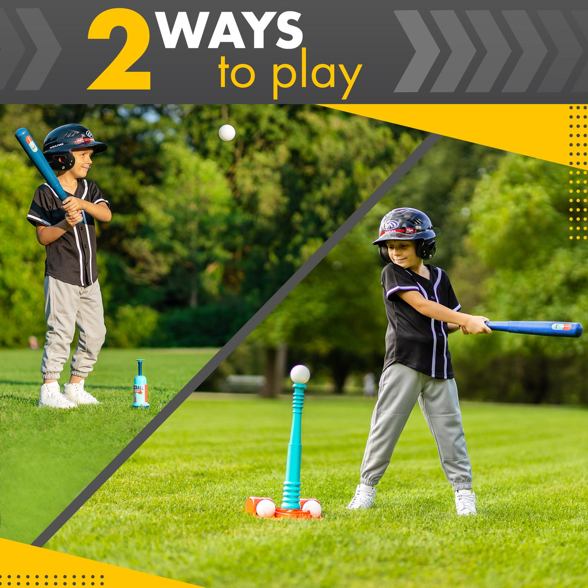 Automatic pitching machine included in Tomleon T-ball set