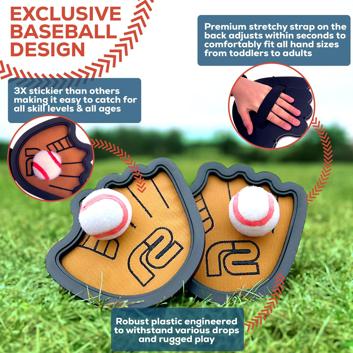 Close up of Refresh Sports baseball inspired sticky ball