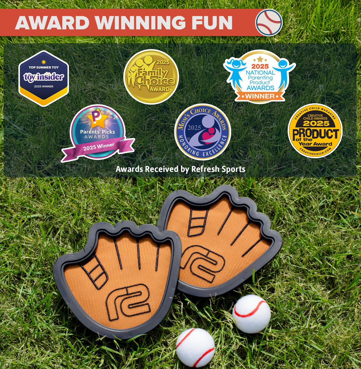 Refresh Sports toss and catch set packaging and components