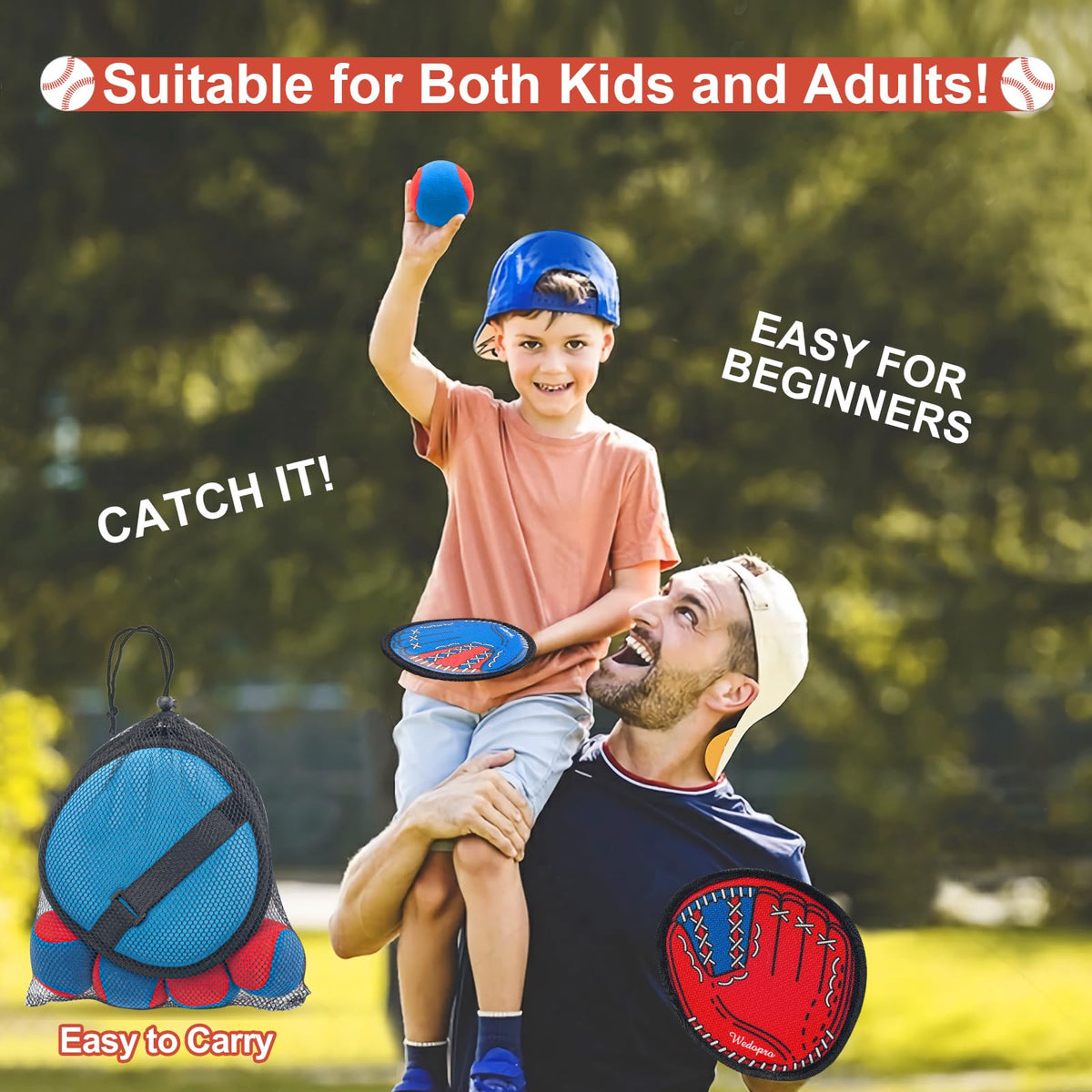 Children playing with Wedopro velcro catch paddles in backyard
