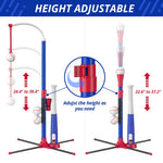 Close up of HYES baseball set adjustable height mechanism