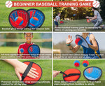 High grip velcro surface detail on blue and red paddles