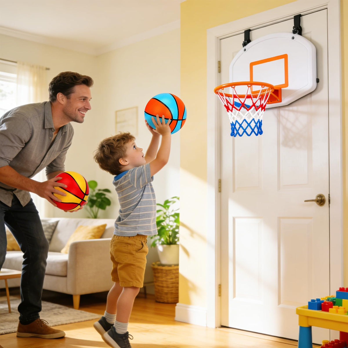 Manual air pump included with Qirptey basketball set