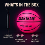Tomleon glow in the dark basketball being dribbled outdoors at night