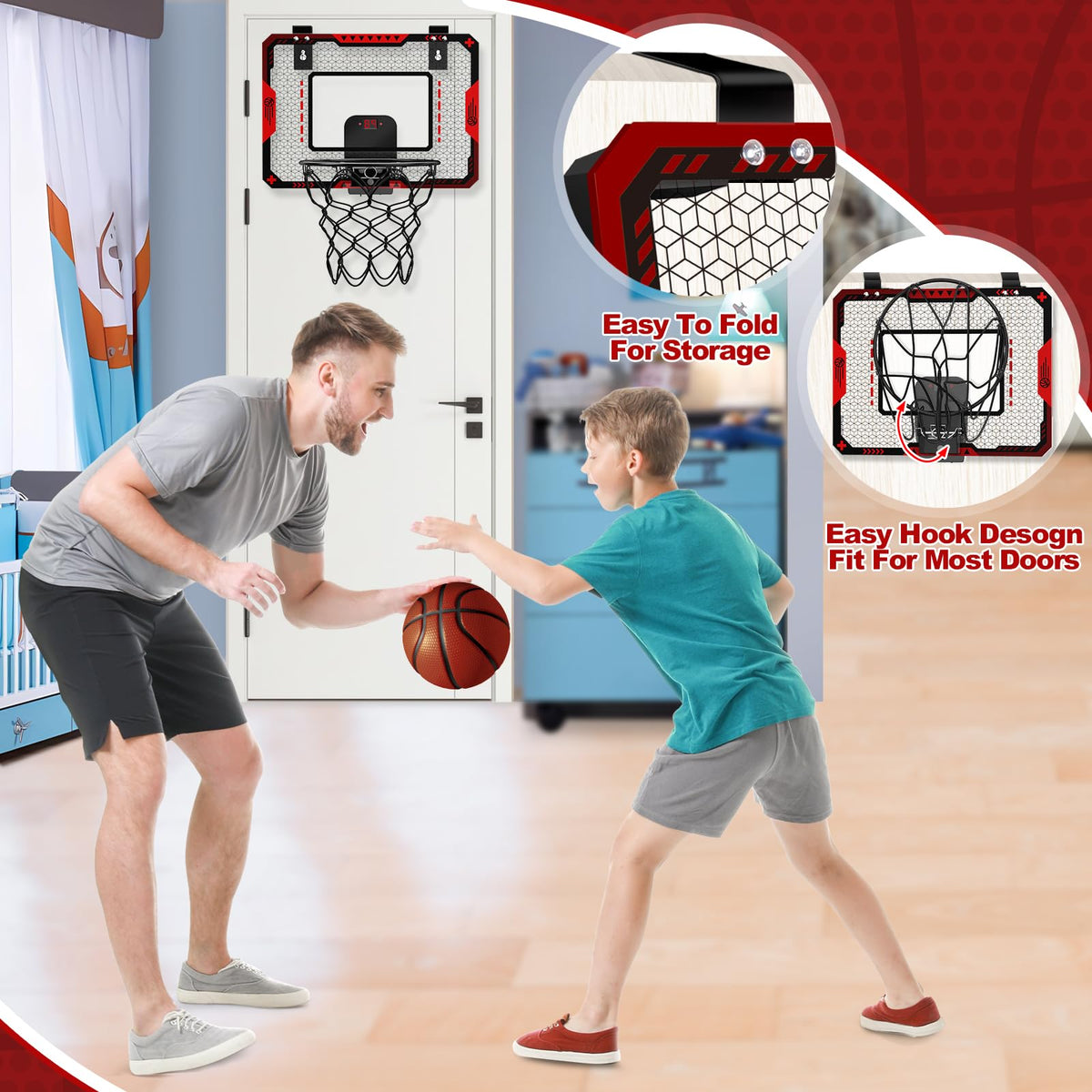 Close up of Gmaophy basketball hoop rim and backboard padding