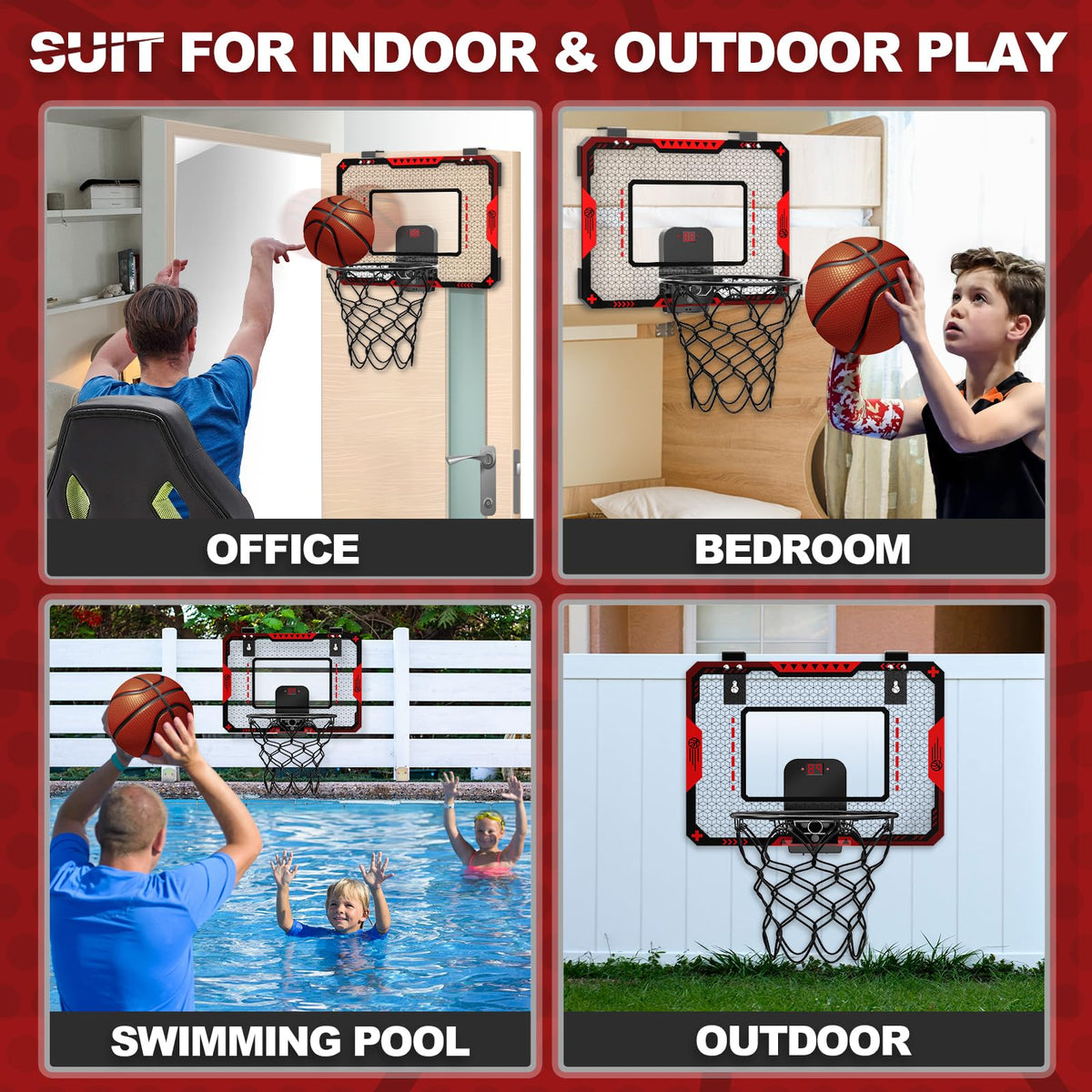 Electronic display detail on Gmaophy indoor basketball backboard