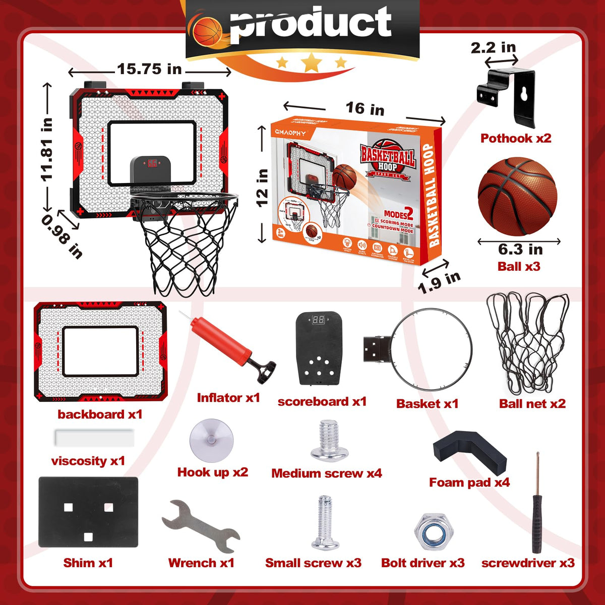 Gmaophy basketball hoop packaged set for gift giving