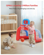 Kids playing with QPAU inflatable basketball set