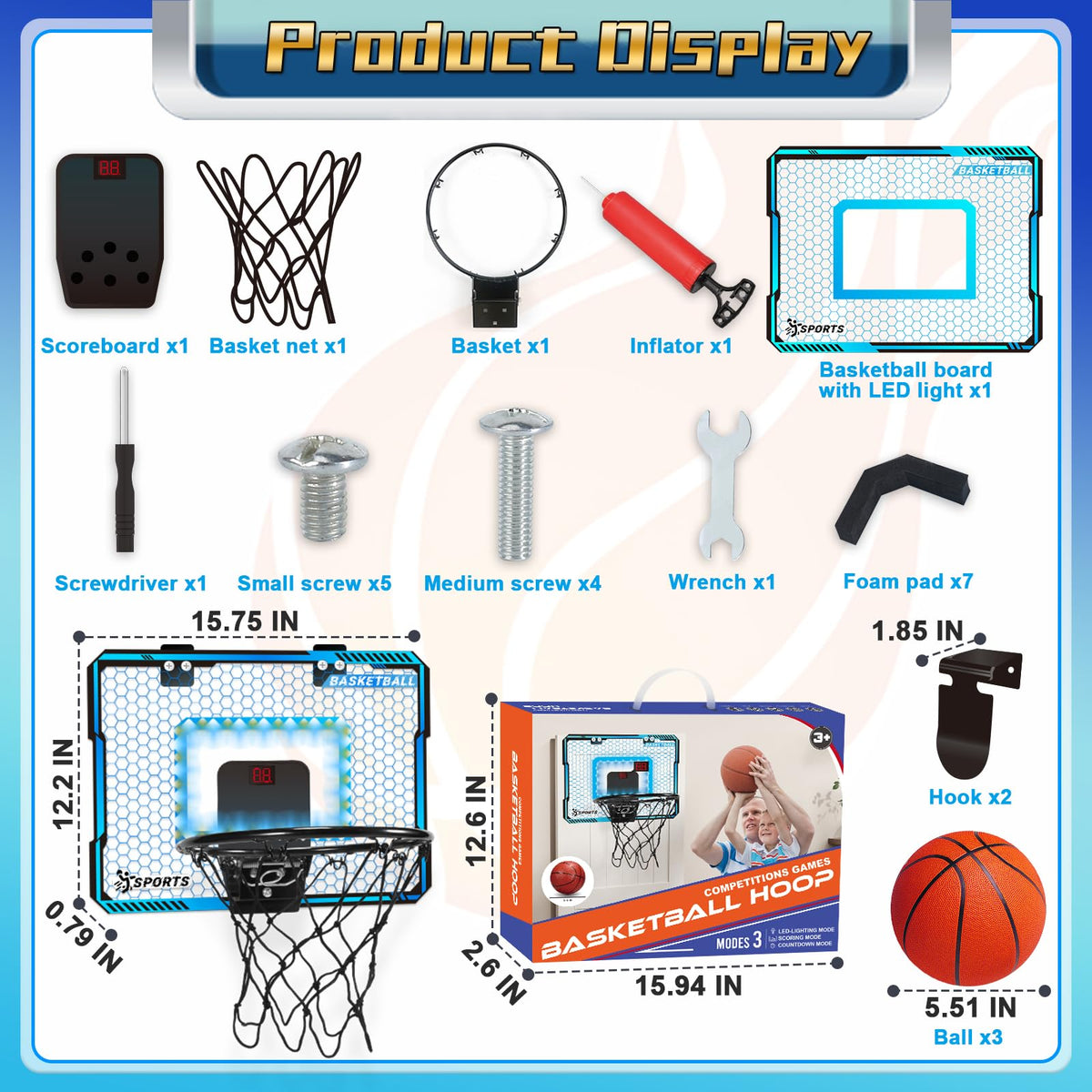 Mounted Gmaophy basketball hoop on bedroom door