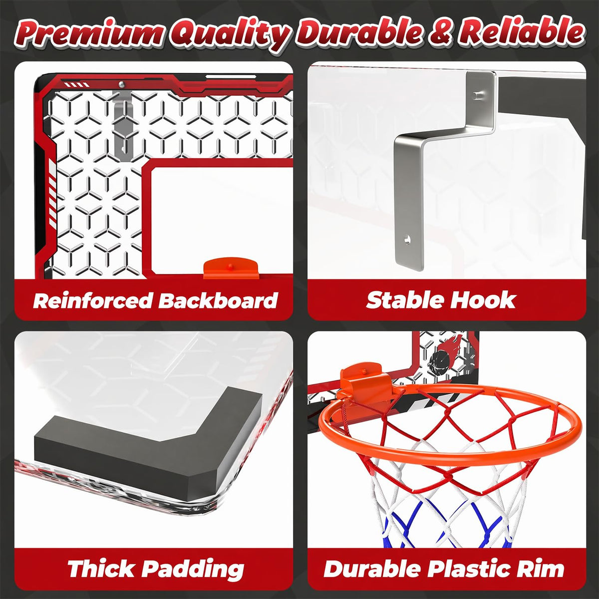 Close up of EagleStone backboard and mini basketballs