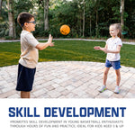 Child hands holding 5 inch Franklin Sports mini basketball