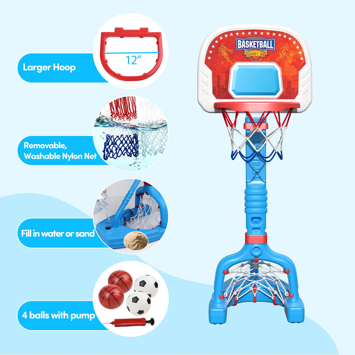 Child shooting a ball into Pjg toddler basketball hoop