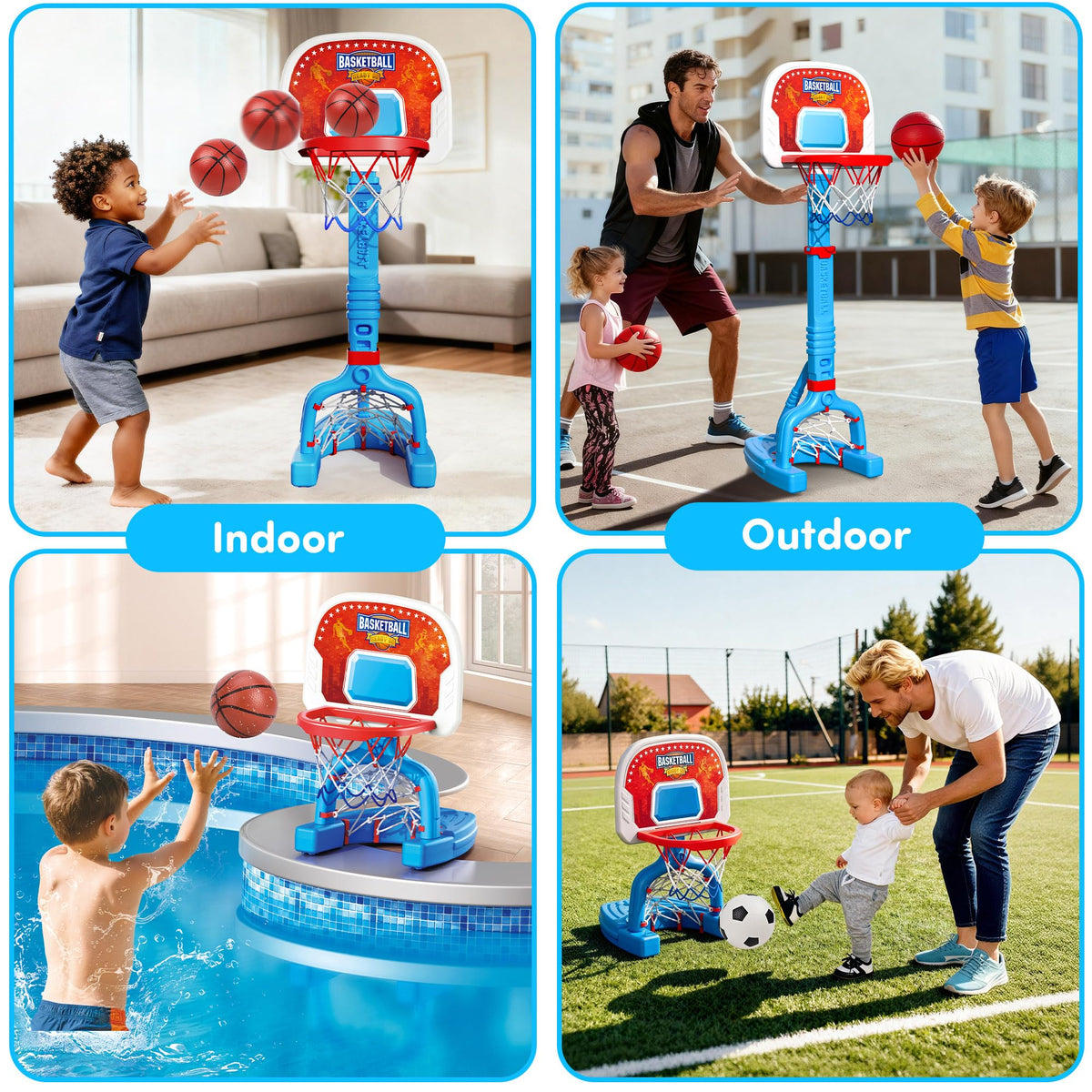 Pjg toddler basketball hoop set assembled for outdoor play