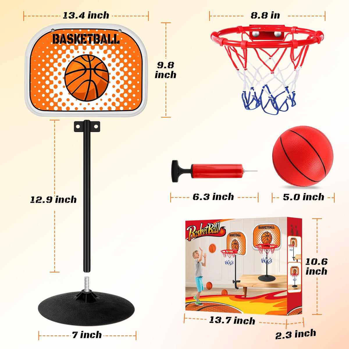 Packaging contents of the NZQXJXZ basketball toy set
