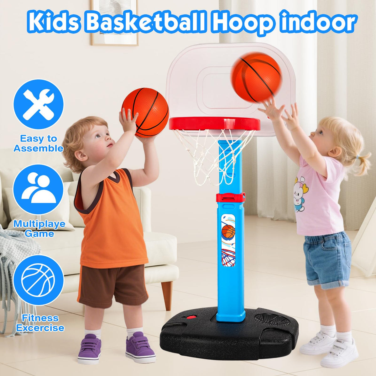 Aokesi kids basketball goal with three mini basketballs