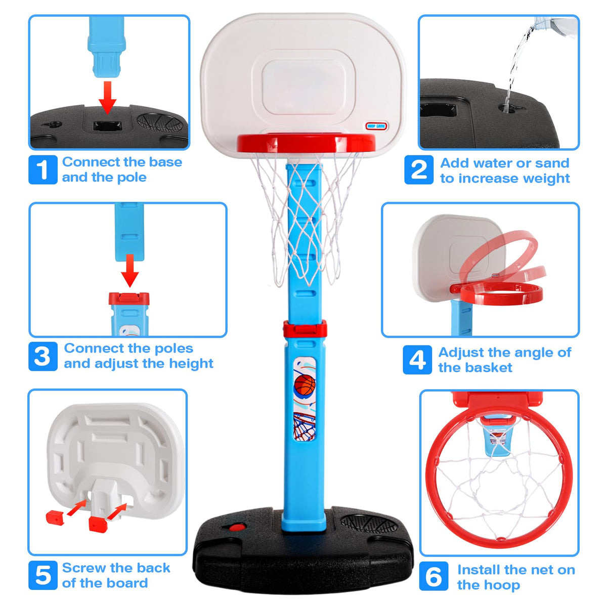 Packaging contents of Aokesi basketball toy set