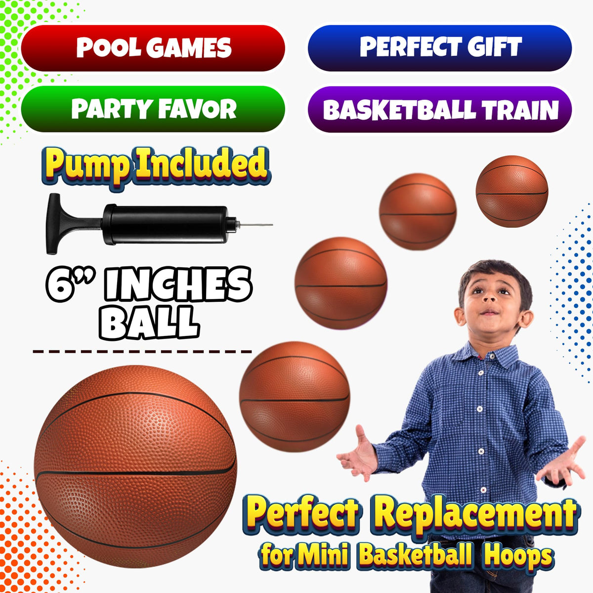 Hand pump included with PlayBolt mini basketball set