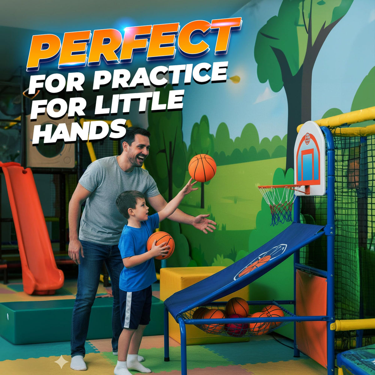 Mini basketballs used for indoor over-the-door hoop play