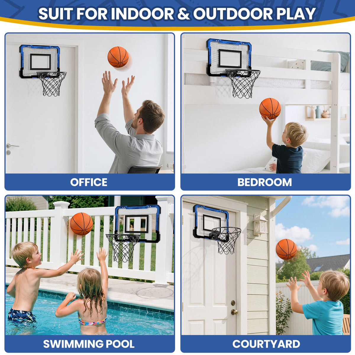 Qdragon indoor basketball set with three balls and pump
