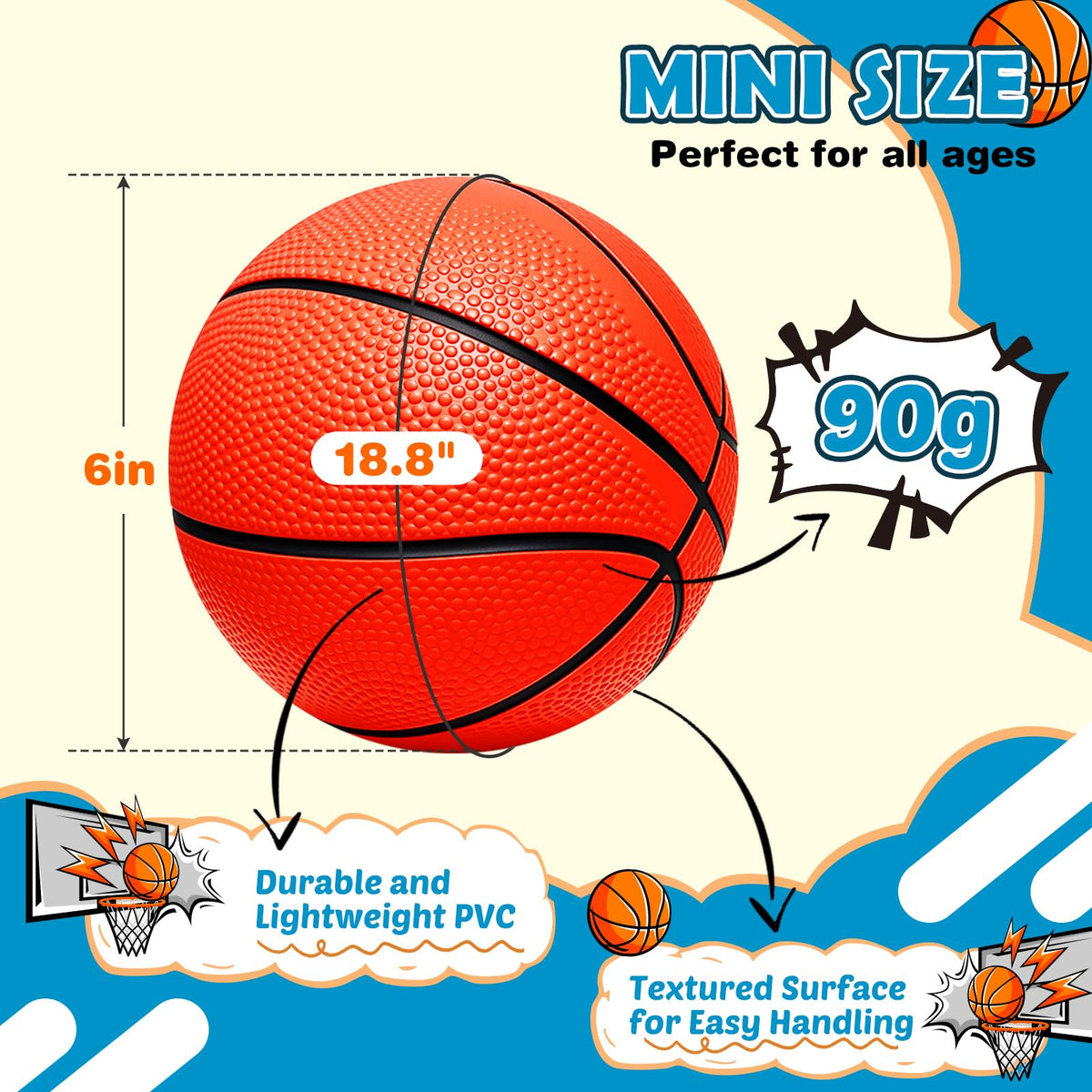 Kids playing indoors with the durable six inch replacement basketballs and an over the door mini hoop setup.