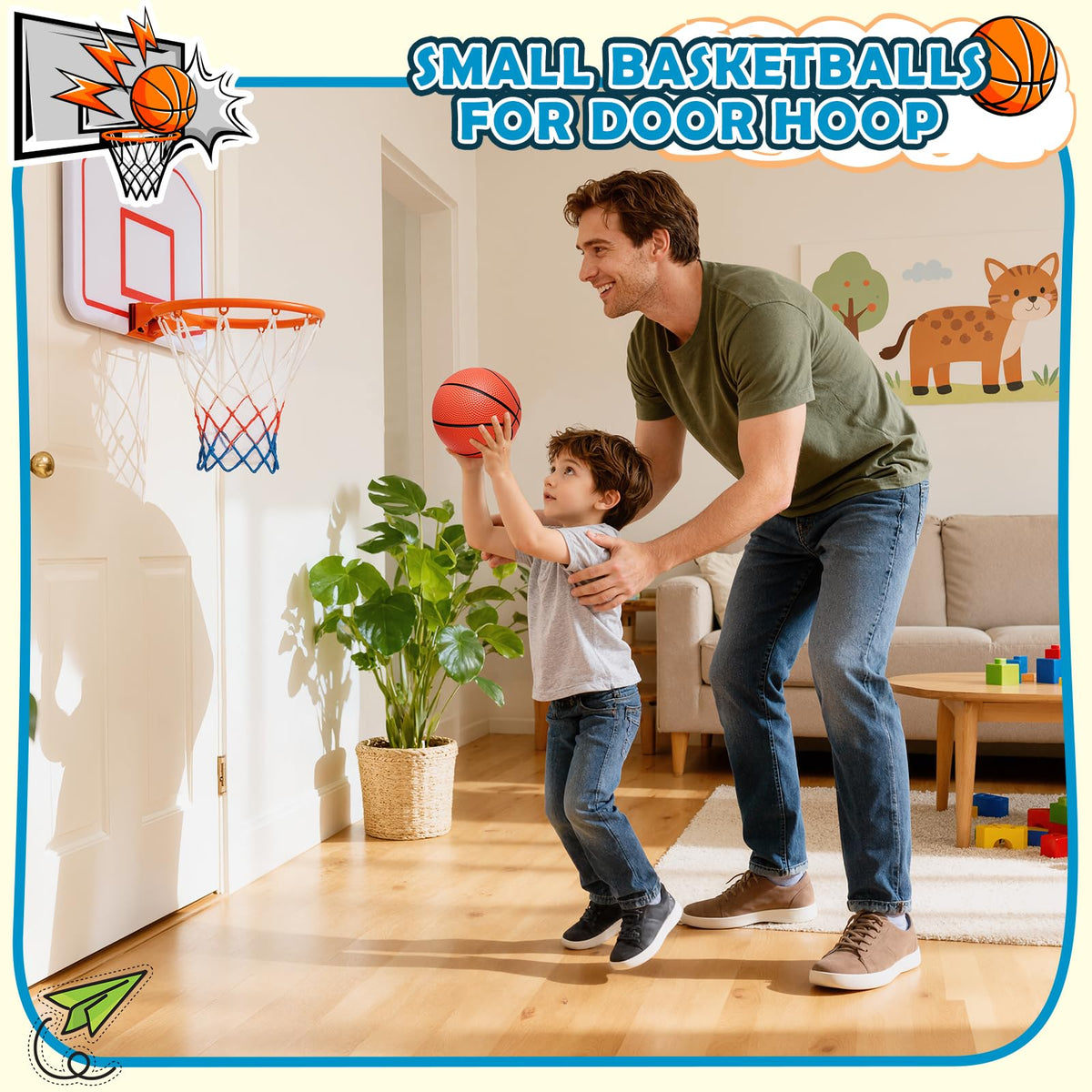 Demonstration of inflating a small six inch toy basketball using the included portable hand air pump.