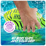 Waterproof LED football floating on clear blue pool water surface