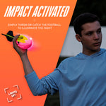 Impact activated glow in the dark toy football showing the built in whistles.