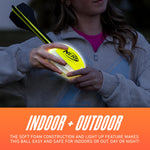 Aerodynamic tail fin structure of the USA imported glowing sports ball toy.