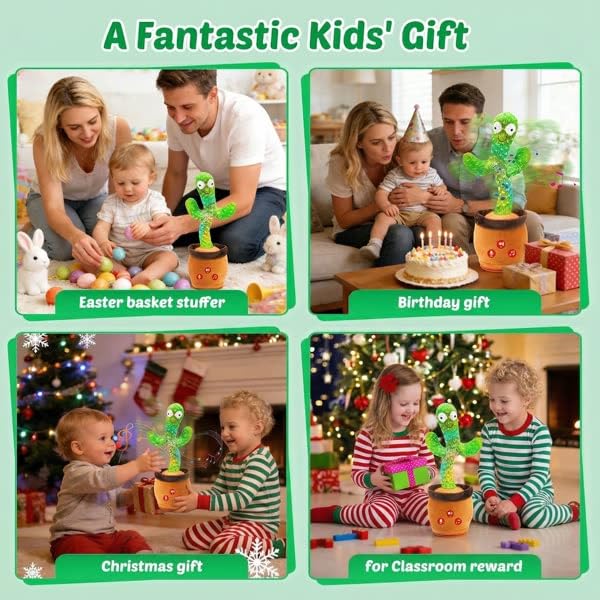 Child playing with Qularlans talking cactus toy
