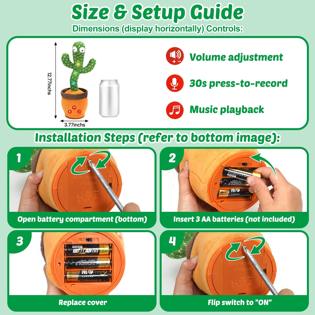 Side profile of green plush dancing cactus