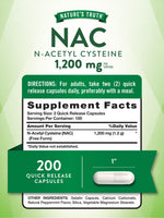 Nature's Truth N-Acetyl Cysteine supplement bottle displaying non-GMO and gluten-free certifications