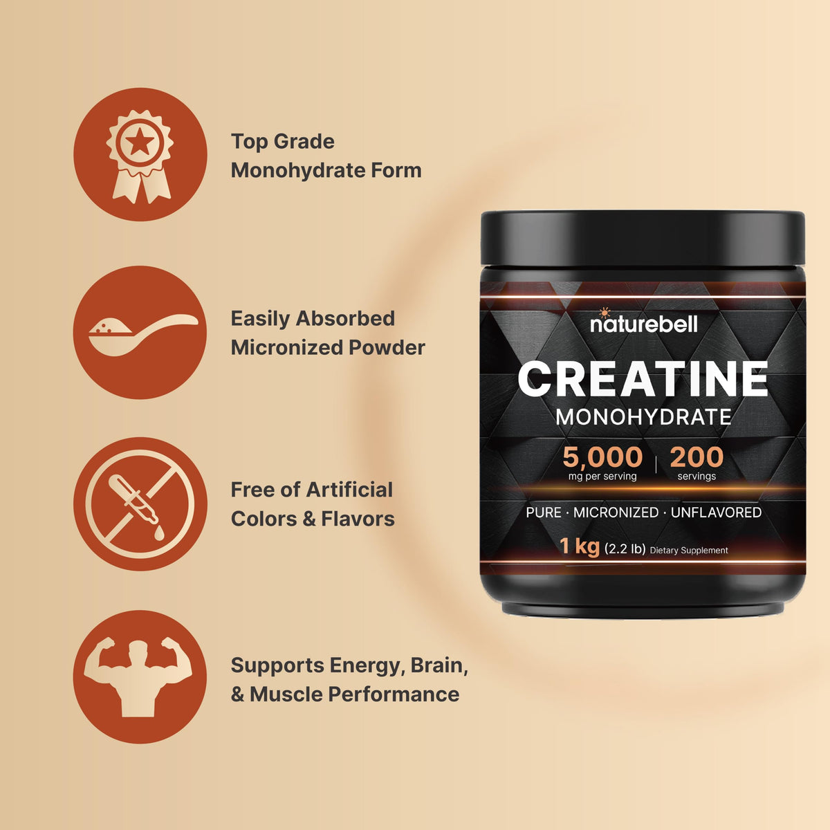 NatureBell Keto Friendly Creatine Monohydrate
