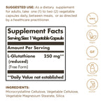 Solgar Reduced L-Glutathione supplement bottle label details