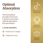 Solgar L-Lysine amino acid supplement bottle top view